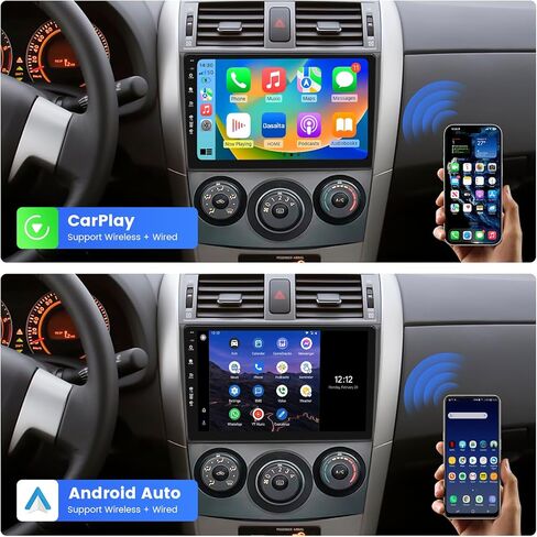 داسايتا 9 "Carplay ستيريو لتويوتا كورولا 2007 2007 2008 2009 2010 2011 لاسلكي أندرويد سيارة راديو شاشة تعمل باللمس رئيس وحدة بلوتوث مرآة رابط راديو FM in Kuwait