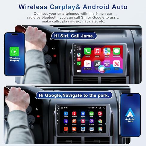 [4+64G] ستيريو سيارة Android لسيارة Jeep Grand Cherokee 1998-2005 يدعم Carplay اللاسلكي وAndroid Auto، راديو سيارة بلوتوث بشاشة لمس IPS مقاس 9 بوصة مع نظام تحديد المواقع العالمي (GPS)، واي فاي، راديو FM، كاميرا احتياطية، SWC، ميكروفون in Kuwait
