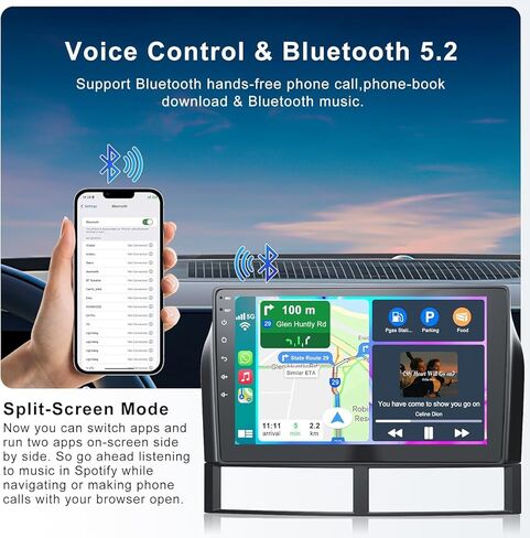 [4+64G] ستيريو سيارة Android لسيارة Jeep Grand Cherokee 1998-2005 يدعم Carplay اللاسلكي وAndroid Auto، راديو سيارة بلوتوث بشاشة لمس IPS مقاس 9 بوصة مع نظام تحديد المواقع العالمي (GPS)، واي فاي، راديو FM، كاميرا احتياطية، SWC، ميكروفون in Kuwait