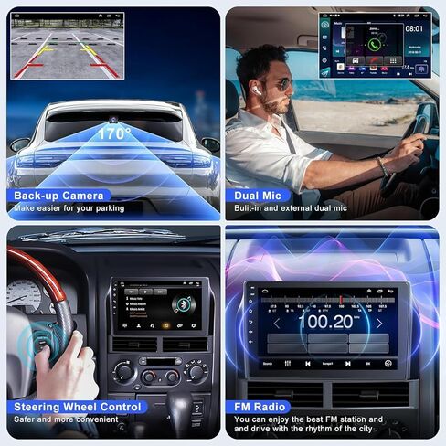 [4+64G] ستيريو سيارة Android لسيارة Jeep Grand Cherokee 1998-2005 يدعم Carplay اللاسلكي وAndroid Auto، راديو سيارة بلوتوث بشاشة لمس IPS مقاس 9 بوصة مع نظام تحديد المواقع العالمي (GPS)، واي فاي، راديو FM، كاميرا احتياطية، SWC، ميكروفون in Kuwait