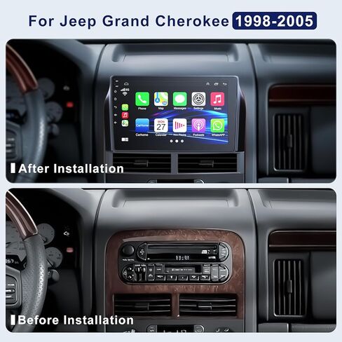 [4+64G] ستيريو سيارة Android لسيارة Jeep Grand Cherokee 1998-2005 يدعم Carplay اللاسلكي وAndroid Auto، راديو سيارة بلوتوث بشاشة لمس IPS مقاس 9 بوصة مع نظام تحديد المواقع العالمي (GPS)، واي فاي، راديو FM، كاميرا احتياطية، SWC، ميكروفون in Kuwait