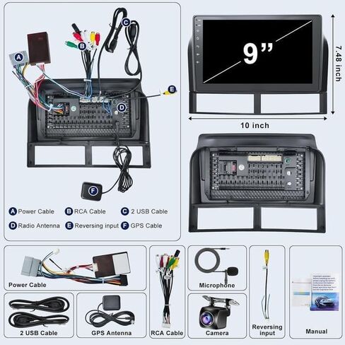 [4+64G] ستيريو سيارة Android لسيارة Jeep Grand Cherokee 1998-2005 يدعم Carplay اللاسلكي وAndroid Auto، راديو سيارة بلوتوث بشاشة لمس IPS مقاس 9 بوصة مع نظام تحديد المواقع العالمي (GPS)، واي فاي، راديو FM، كاميرا احتياطية، SWC، ميكروفون in Kuwait