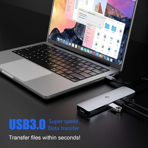 Tiergrade USB C Hub Adapter, 6 in 1 USB C Hub with 4K HDMI Output, 3 USB-A 3.0, SD&TF Card Slot, USB C Multiport Adapter Compatible with MacBook/iPad Pro/HP/Dell/Surface/Chromebook and More in Kuwait