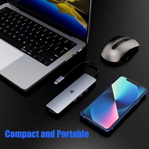 Tiergrade USB C Hub Adapter, 6 in 1 USB C Hub with 4K HDMI Output, 3 USB-A 3.0, SD&TF Card Slot, USB C Multiport Adapter Compatible with MacBook/iPad Pro/HP/Dell/Surface/Chromebook and More in Kuwait