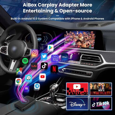محول Android Box CarlinKit اللاسلكي CarPlay. سهل التشغيل، التوصيل والتشغيل، تحويل السلك إلى لاسلكي، دعم مقاطع الفيديو Netflix، YouTube، إلخ، نظام Android 3 في 1 CarPlay Android Auto Dongle(LITE) in Kuwait