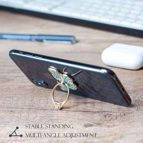 [2 Packs] Butterfly Glitter Bling Bling Phone Ring Holder, Sparkle Phone Ring Grip Artificial Diamond Stand,Rhinestone Cell Finger Ring for Phones,Pad in Kuwait