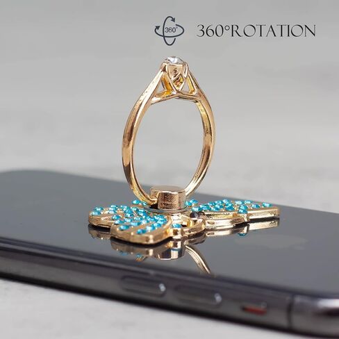 [2 Packs] Butterfly Glitter Bling Bling Phone Ring Holder, Sparkle Phone Ring Grip Artificial Diamond Stand,Rhinestone Cell Finger Ring for Phones,Pad in Kuwait