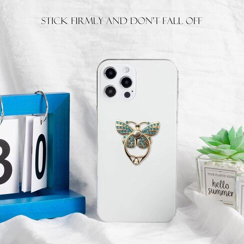 [2 Packs] Butterfly Glitter Bling Bling Phone Ring Holder, Sparkle Phone Ring Grip Artificial Diamond Stand,Rhinestone Cell Finger Ring for Phones,Pad in Kuwait