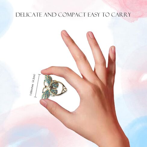 [2 Packs] Butterfly Glitter Bling Bling Phone Ring Holder, Sparkle Phone Ring Grip Artificial Diamond Stand,Rhinestone Cell Finger Ring for Phones,Pad in Kuwait