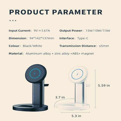محطة شحن لاسلكية لشاحن Apple، حامل شاحن مغناطيسي سريع 15 وات 3 في 1 لهاتف iPhone 15 14 13 12 سلسلة Apple Watch AirPods أجهزة متعددة، زاوية قابلة للتعديل، هدايا (أسود) in Kuwait