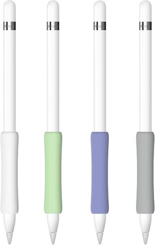 4 عبوات من قبضة السيليكون المتوافقة مع قلم Apple Pencil الجيل الأول، حامل قبضة iPencil مريح للكتابة والتحكم الدقيق (أبيض/أزرق/رمادي/أسود) in Kuwait