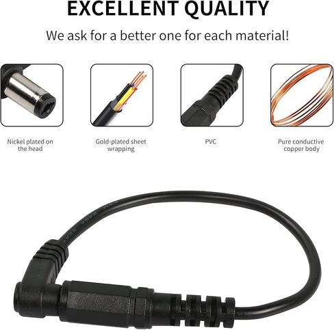RIIEYOCA 2 Pack 90 Degree DC 5.5mm x 2.1mm Extension Cord, 90 Degree Right Angle Male to Female Short Power Cable,for CCTV Security Cameras Surveillance Syste, Length:20cm in Saudi Arabia