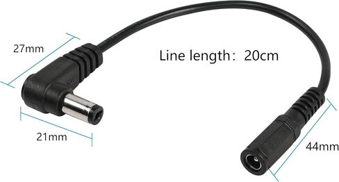 RIIEYOCA 2 Pack 90 Degree DC 5.5mm x 2.1mm Extension Cord, 90 Degree Right Angle Male to Female Short Power Cable,for CCTV Security Cameras Surveillance Syste, Length:20cm in Saudi Arabia