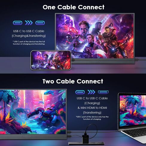 شاشة محمولة 15.6 بوصة 1080 بكسل FHD USB-C HDMI IPS شاشة ألعاب محمولة، مكبرات صوت مزدوجة HDR، غطاء ذكي شاشة محمولة خارجية لأجهزة الكمبيوتر المحمول PC Mac Xbox PS5/PS4 Switch Phone in Saudi Arabia
