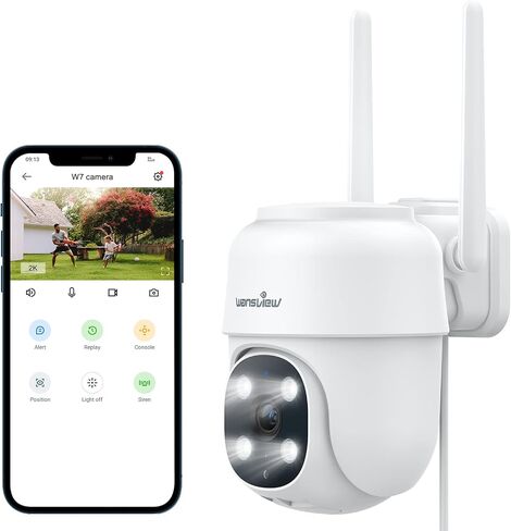 wansview 2K Security Cameras Wireless Outdoor-Home Security Cameras via Remote Control with Phone APP for 360° View, Color Night Vision, 24/7 SD Card Storage, Works with Alexa/Google Home, W7-4G-1pack in Saudi Arabia