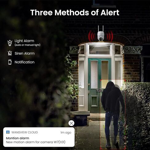 wansview 2K Security Cameras Wireless Outdoor-Home Security Cameras via Remote Control with Phone APP for 360° View, Color Night Vision, 24/7 SD Card Storage, Works with Alexa/Google Home, W7-4G-1pack in Saudi Arabia