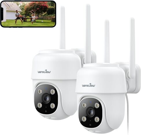 wansview 2K Security Cameras Wireless Outdoor-Home Security Cameras via Remote Control with Phone APP for 360° View, Color Night Vision, 24/7 SD Card Storage, Works with Alexa/Google Home, W7-4G-1pack in Saudi Arabia
