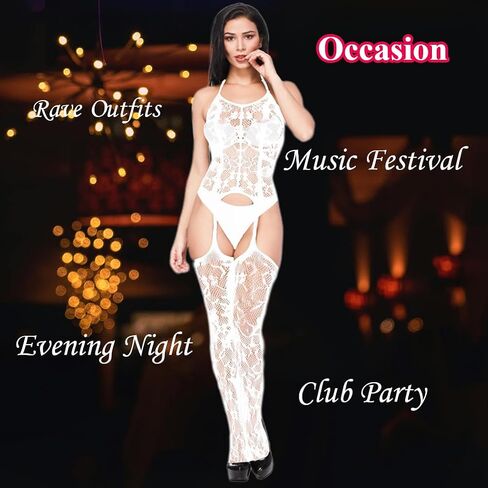 Black Fishnet Lingerie for Women, Mesh Chemise Babydoll Bodysuit Sexy Lingerie with Stockings Exotic Dancewear in Kuwait