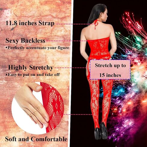 Black Fishnet Lingerie for Women, Mesh Chemise Babydoll Bodysuit Sexy Lingerie with Stockings Exotic Dancewear in Kuwait