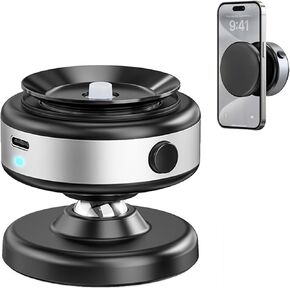 Upgraded 360-degree Adjustable Vacuum Magnetic Suction Cup Phone Mount, Hands-Free Magnetic Cell Phone Holder for Car/Gym/Mirror/Smooth Surface, Compatible with Magsafe iPhone, Silver