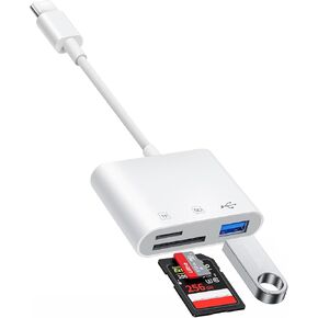 USB C to SD Card Reader, USB C/Type C to SD Card for iPhone 15/iPad/Mac/Laptop, 3 in 1 USB-C/Type C Memory Card Adapter for Mac MacBook Pro/Air/Mini Android Laptop More USB C Typec Devices