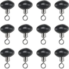 ECSiNG 50 Pieces 12x16mm Fishing Rolling Swivel Slider Bead Fishing Pulley Beads Fishing Tackle Zip SlidersFishing Tackle Running Slider Bead Swivel Connector, Black