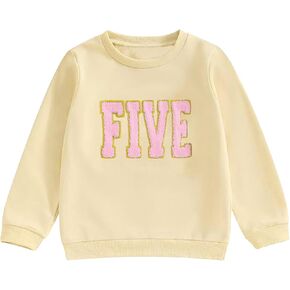 Toddler Girl Birthday Outfit Baby Boys One/Two/Three/Four/Five Year Old Birthday Shirts Gift Embroidery Sweatshirt