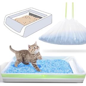 54 Count Cat Litter Liners for *Safe Scoopfree Litter Tray, Open/Hooded Litter Pan, Pull-out Litter Box Sliding Drawer, Drawstring Pet Waste Bags Heavy Duty - Tear & Leak Resistant, 37x12.5"