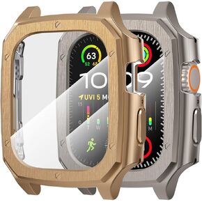 حافظة Suoman مكونة من قطعتين لساعة Apple Watch Ultra 2 49MM /Ultra 49MM، [درع رائع مبهر] [إصدار مطور] حافظة حماية للشاشة من الزجاج المقوى الصلب لجهاز iWatch Ultra 2/Ultra 49MM in Kuwait