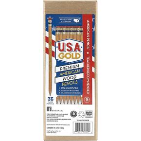 Rose Art U.S.A. Gold Pre-Sharpened American Wood Cased #2 HB Black Pencils, 36 Pack (85807)