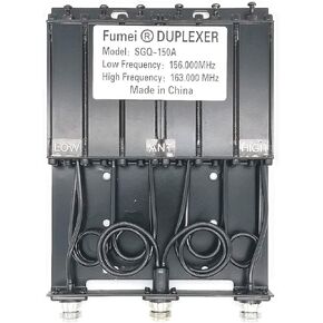 Fumei VHF 136-174MHz 30W Duplexer for Radio Repeater with Pre-Tuned Low Frequency 156MHz & High Frequency 163MHz & N Female connectors
