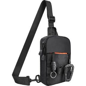Mens Sling Bag, YKK Zippers Small Crossbody Bag for Hiking Travel Work, Water Resistant Utility EDC Mini Chest Bag