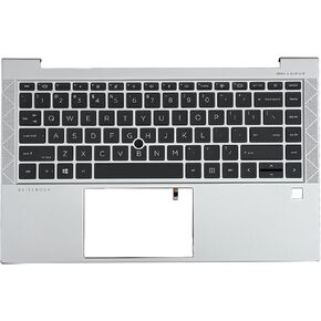 Replacement Laptop Upper Case Palmrest Backlit Keyboard Assembly Part for H P Elitebook 840 G7 840 G8 M07090-001 M36312-001 (Silver)