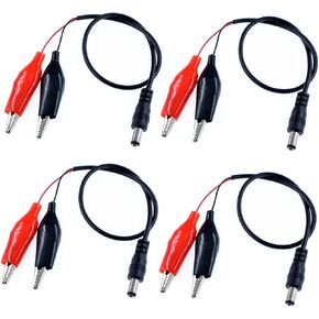 Oiyagai 4Pcs 5.5 x 2.1mm DC Female Jack to Alligator Clip Power Adapter Cable