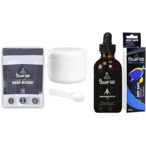 طعام أسماك الشعاب المرجانية الطبية Polyp-Booster Polyplab Medic Coral من Reef-Roids (37 جم + Medic 33 جم + معزز 100 مل)