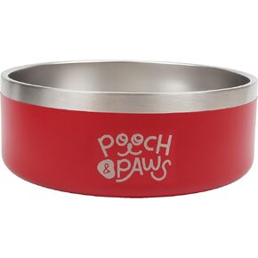 Pooch & Paws Stainless Steel Non Slip Dog Food Bowl, Feeder Bowl, Water Bowl, Double Wall Insulated, Keeps Water Cold (42 oz, Charcoal)