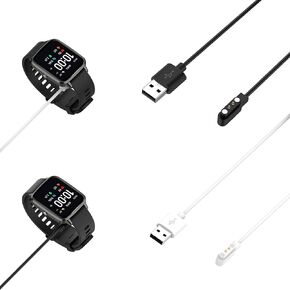 FitTurn 2 Pack Compatible with Realme Watch 3 Charger for Boat Watch Lite Charging Cable for Boat Watch Storm Charger Dock for Noise Colorfit Grand Adapter USB Charger Cable Cord (Black,White)