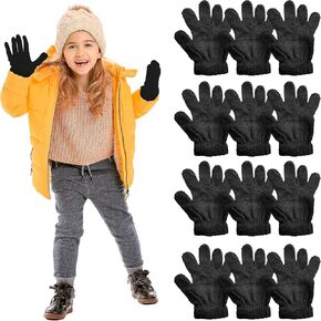 Yacht & Smith Kids Gloves & Mittens in Bulk, Winter Striped Children Age 3-8