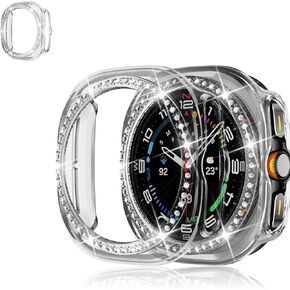 Bling Bumpers متوافقة مع ملحقات حافظة Samsung Galaxy Watch Ultra 47 مم، غطاء حماية صلب من البولي كربونات اللامع من الصدمات الماسية، واقي أحجار الراين 2024 Galaxy Watch Ultra 47 مم (4 عبوات-1، 47 مم)