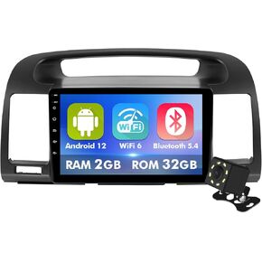 9 Inch IPS Touchscreen Android 12 Car Stereo for Toyota Camry 2000-2006 with Wireless CarPlay & Android Auto 2+32GB Car Radio, Support GPS, WiFi 6, Bluetooth,5.4, FM Radio, Backup Camera, SWC