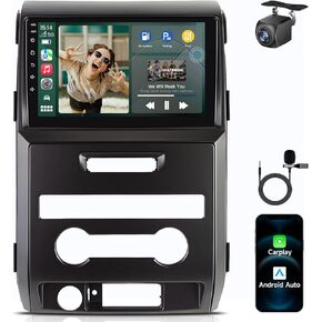 Car Radio Stereo for Ford F150 2009-2012: [𝟏𝟐𝟖𝟎*𝟖𝟎𝟎 𝐇𝐃] 9 inch Touch Screen Head Unit Replacement with Backup Camera — Upgrade 5G WiFi Wireless Carplay GPS Bluetooth FM SWC (for Manual AC)