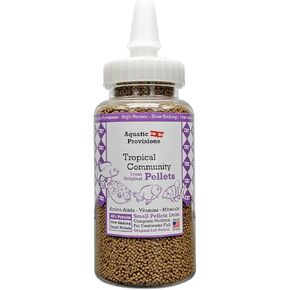 Original Fish Food Pellets 3.17 oz, Sinking Small 1mm Size, High Protein, for Tropical Community Aquariums