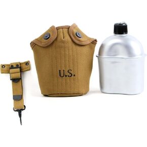 WWII WW2 US Paratrooper Canteen And Cover Set 1QT Reprodution 1945 and Reinforced Hanger Strap