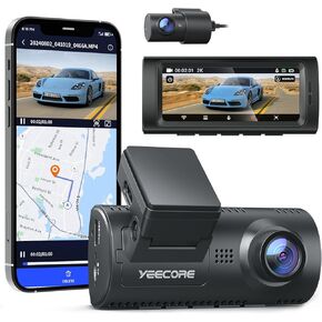 Dash Cam with WiFi GPS, Dual Front & Rear 2.5K+1080P, Hidden Car Camera with Night Vision, Loop Recording, G-Sensor, WDR, Parking Monitor, Dash Camera for Cars with APP, Supports up to 256GB