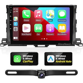 for Highlander 2015 2016 2017 2018 Upgrade Android Radio TouchScreen Compatible with Wireless Carplay Android Auto,Car Stereo Bluetooth Navigation Multimedia Player GPS WIFI FM/AM Rear Camera