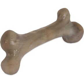 Pet Qwerks Dinosaur BarkBone - Nylon Dog Bone for Aggressive Chewers - Bacon Flavor - 6.5"