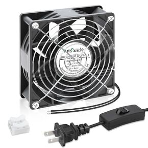 EC Muffin Axial Fan with Plug 120mm x 38 mm High Airflow AC Cooling Fan 110V 115V 120V 220V 240V Dual Ball Bearing for Window Xbox Aquarium Cabinet Soldering Cooling Exhaust