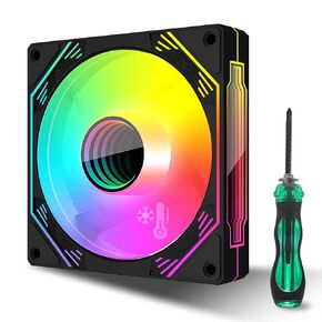 PC Fans, CPU Fan 120mm ARGB Case Cooler Fan, 120mm PWM Case Fan Optimized for Static Pressure,up to 1800RPM Cooling Fan, 4 Pin ARGB LED, Black Single Fan