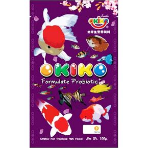 OKIKO 100 g. Formulate Probiotic Goldfish Food Color Enhancing Vitality & Tropical Fish Feed Floating Mini Pellet, Growth Fast Energy Healthy Nutrition, Highly Digestible, Clear Water, Multi Vitamins