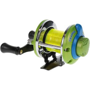 Lew's Crappie Thunder Jig/Troll Fishing Reel, 3.6:1 Gear Ratio, Right-Hand Retrieve, Crappie Thunder Green